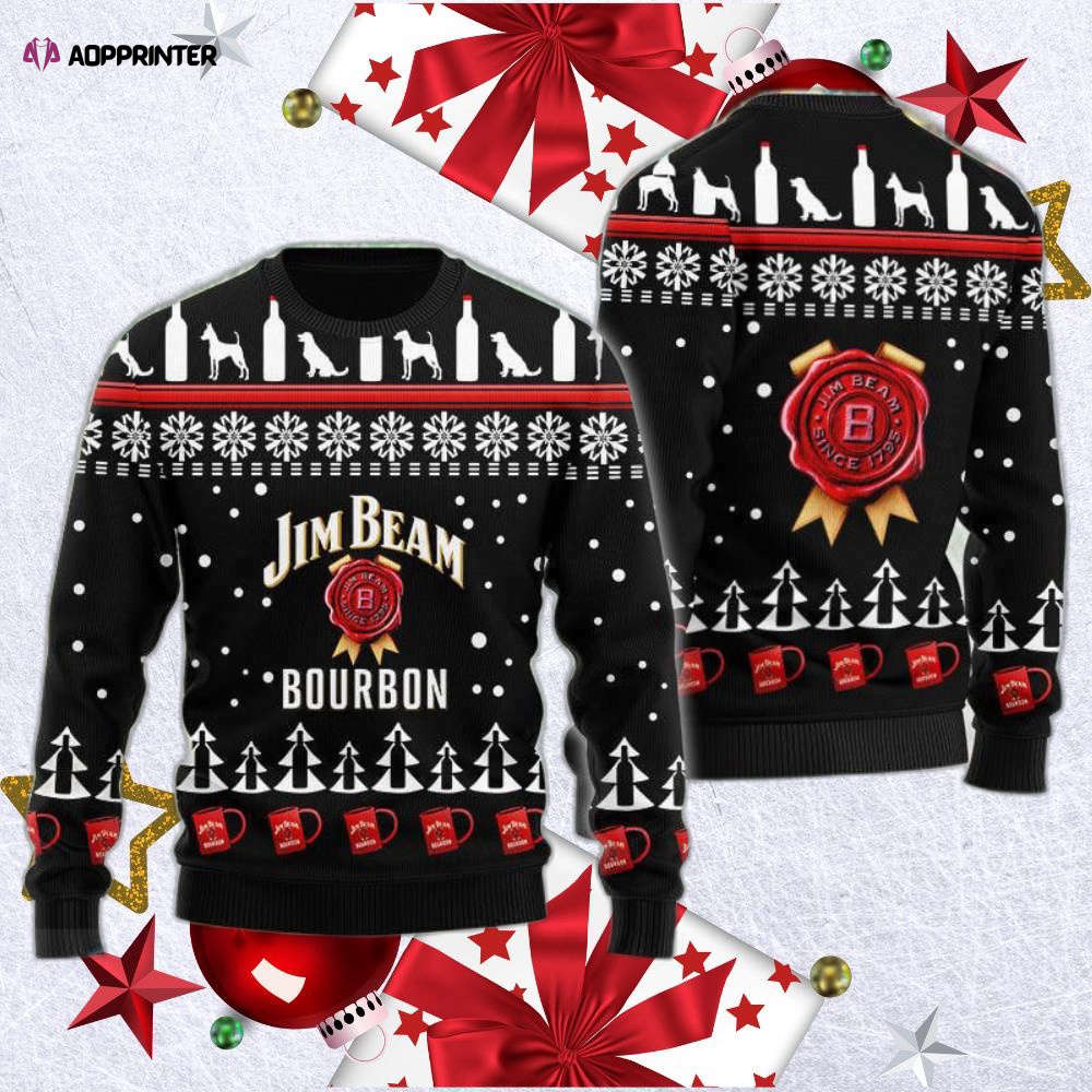 Jim Beam Puppy Snowflake Ugly Christmas Sweater – Festive & Fun Holiday Apparel