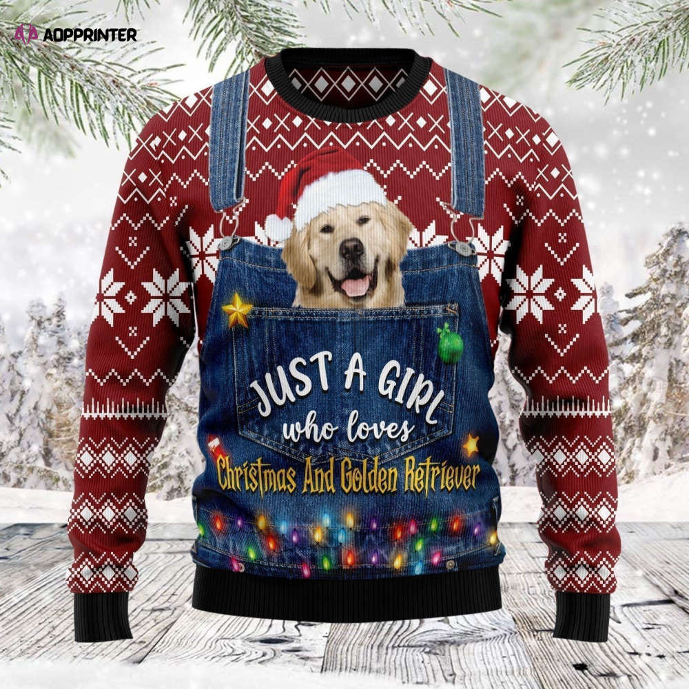 Just A Girl Who Loves Christmas And Golden Retriever Ugly Christmas Sweater