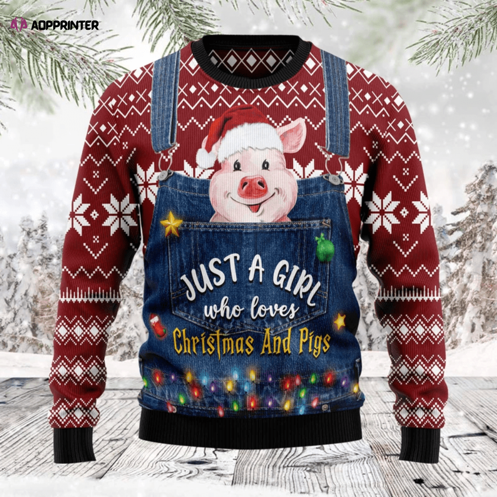 Just A Girl Who Loves Christmas And Pigs Ugly Christmas Sweater – Festive & Fun Holiday Attire