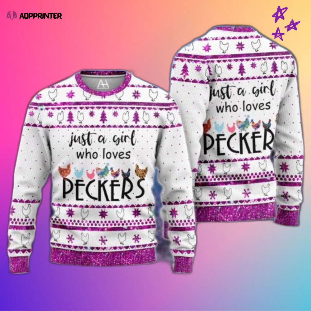 Just A Girl Who Loves Peckers Ugly Christmas Sweater – Festive & Fun Holiday Apparel