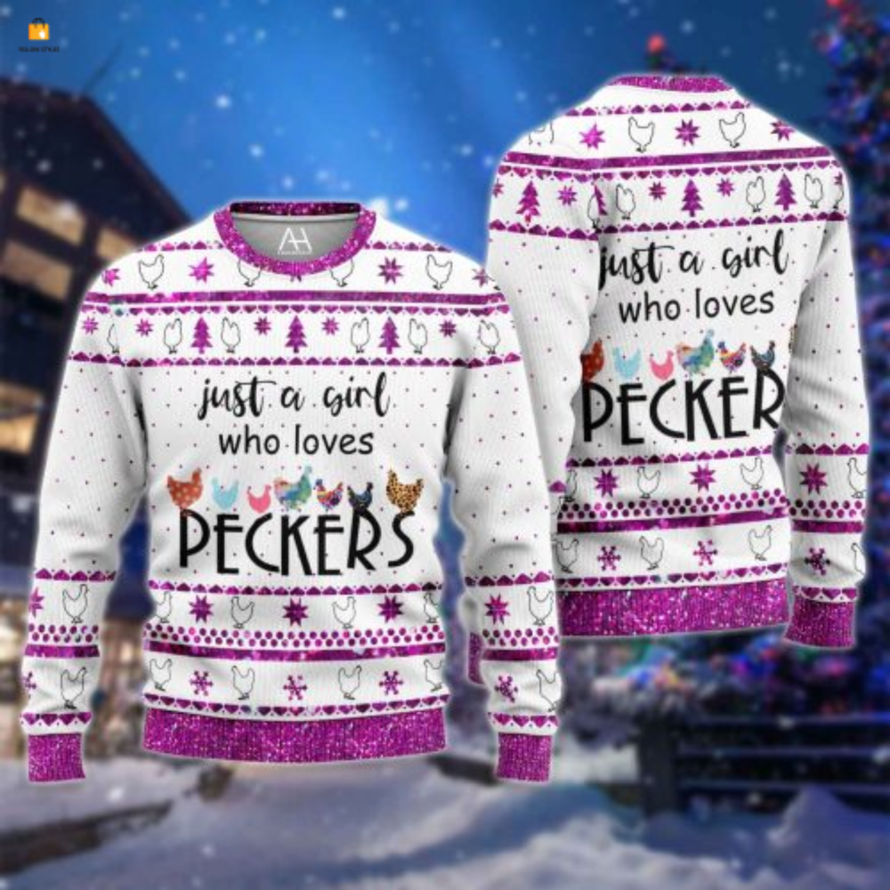 Just A Girl Who Loves Peckers Ugly Christmas Sweater – Festive & Fun Holiday Apparel