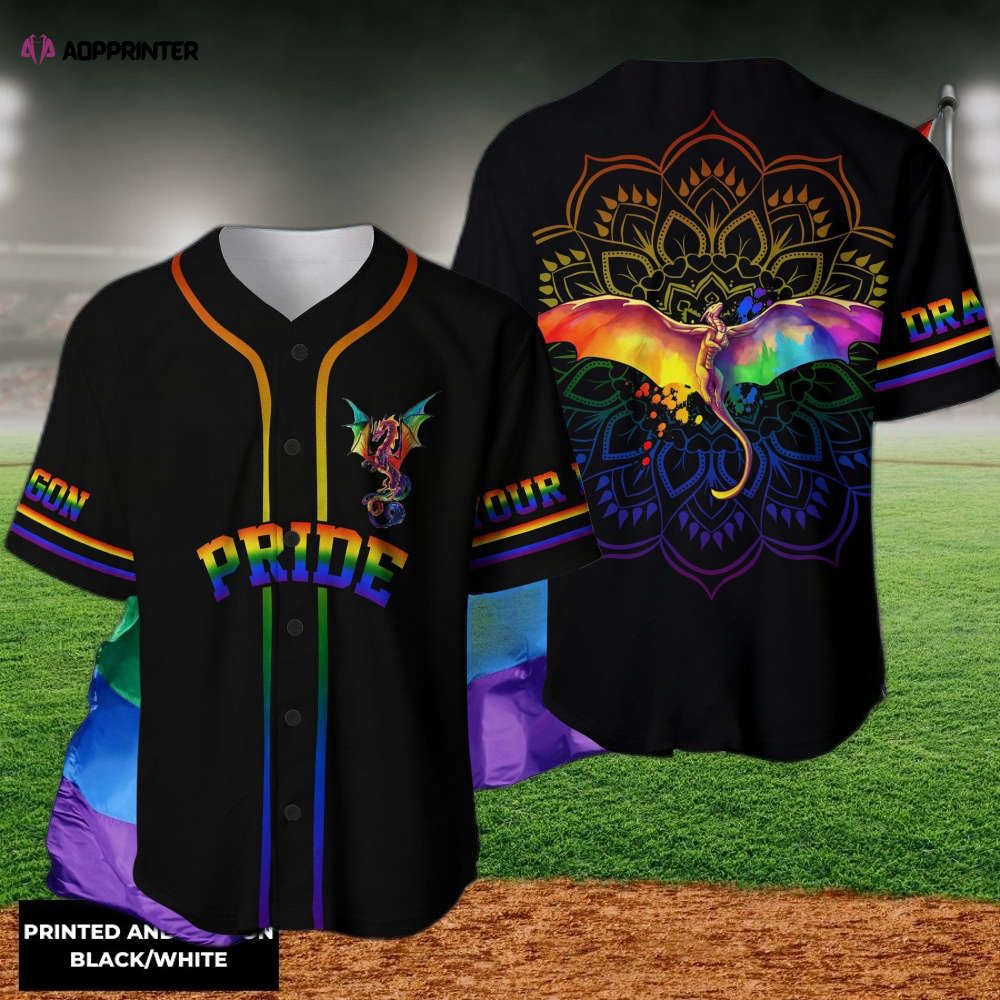 LGBT Pride Dragon Mandala Personalized Baseball Jersey