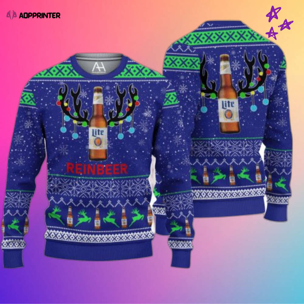 Get Festive with Lite Beer Reinbeer Ugly Christmas Sweater – Perfect Holiday Attire!