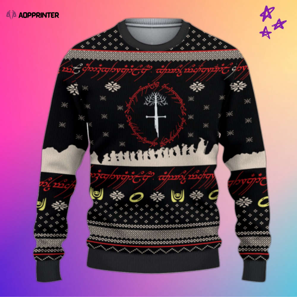 Get Festive with the Gondor Tree Ugly Christmas Sweater – Perfect for Lord of the Rings Fans