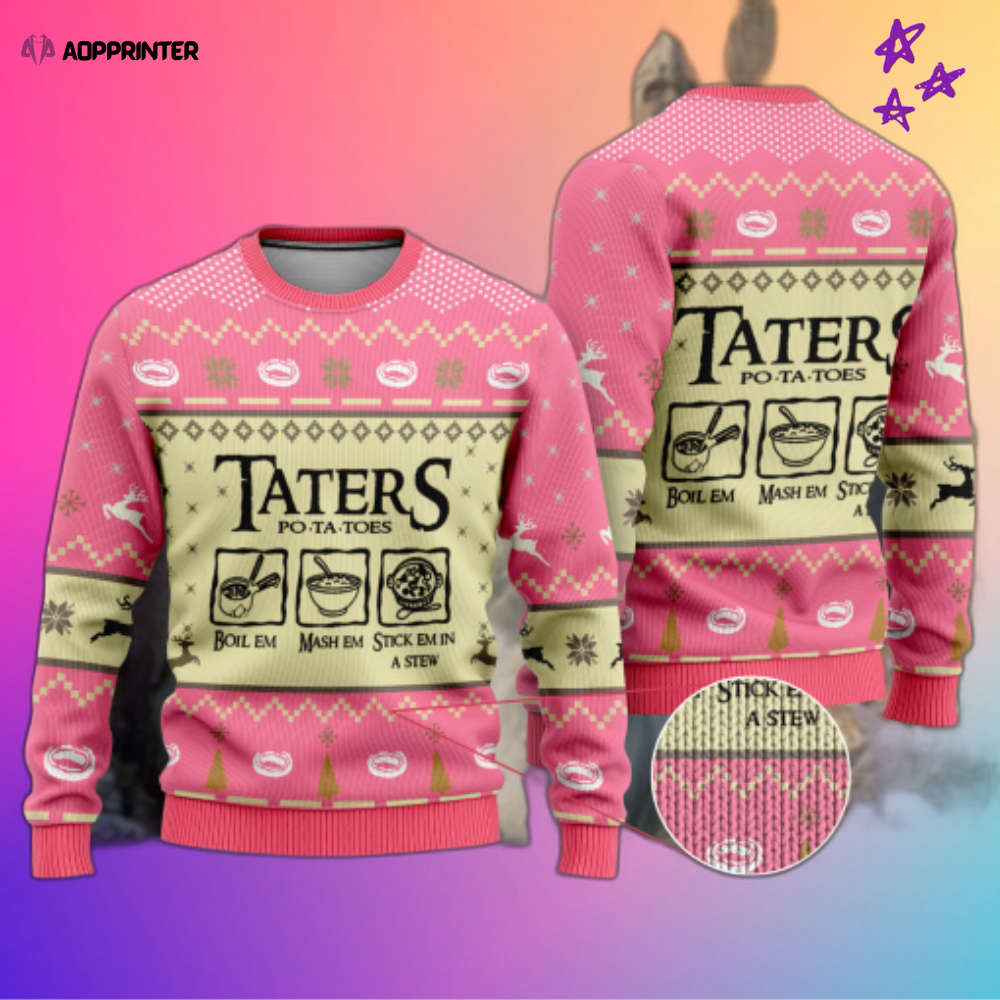 Get Festive with the Lost Of The Ring Taters Pink Ugly Christmas Sweater