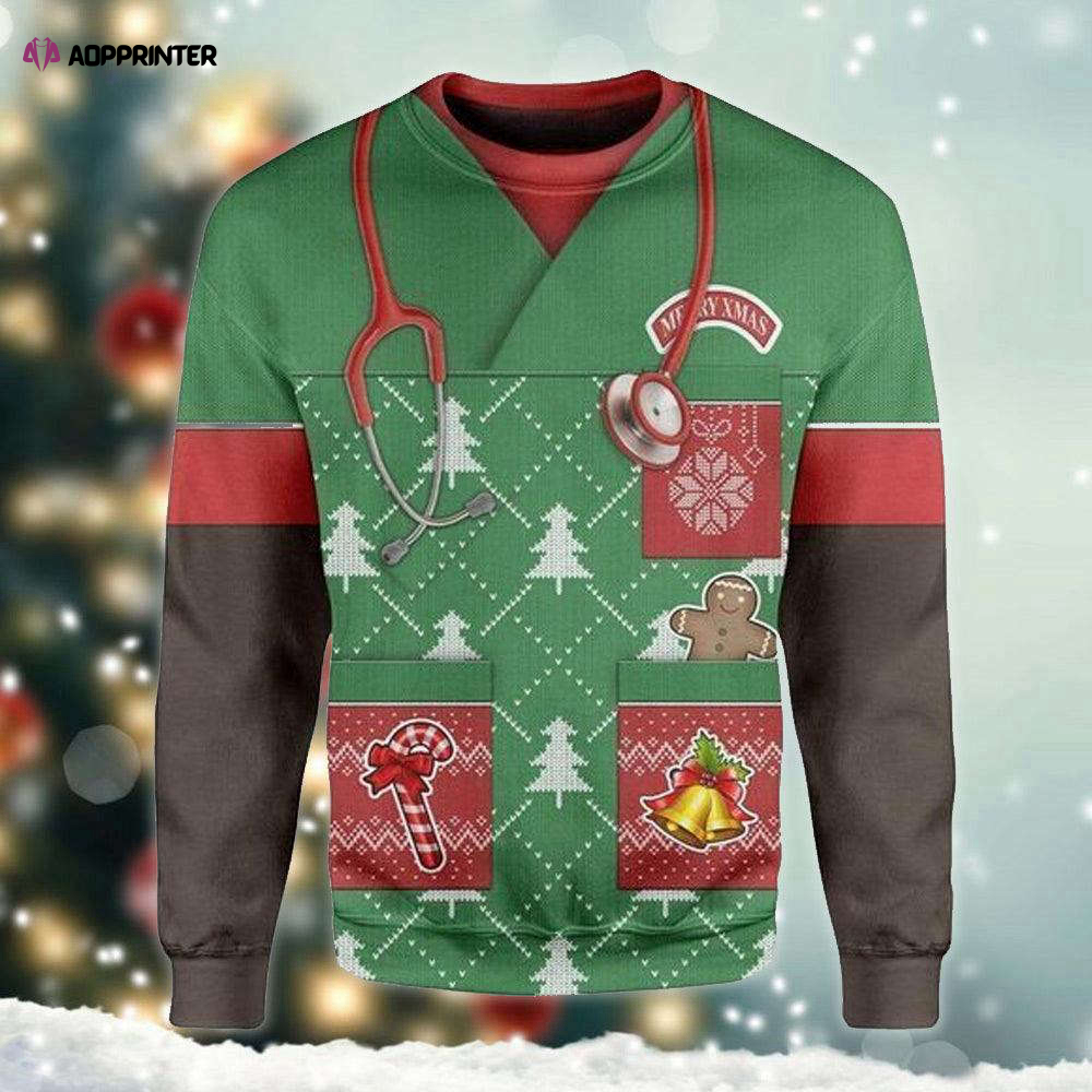 Merry Xmas African American Nurse Ugly Sweater