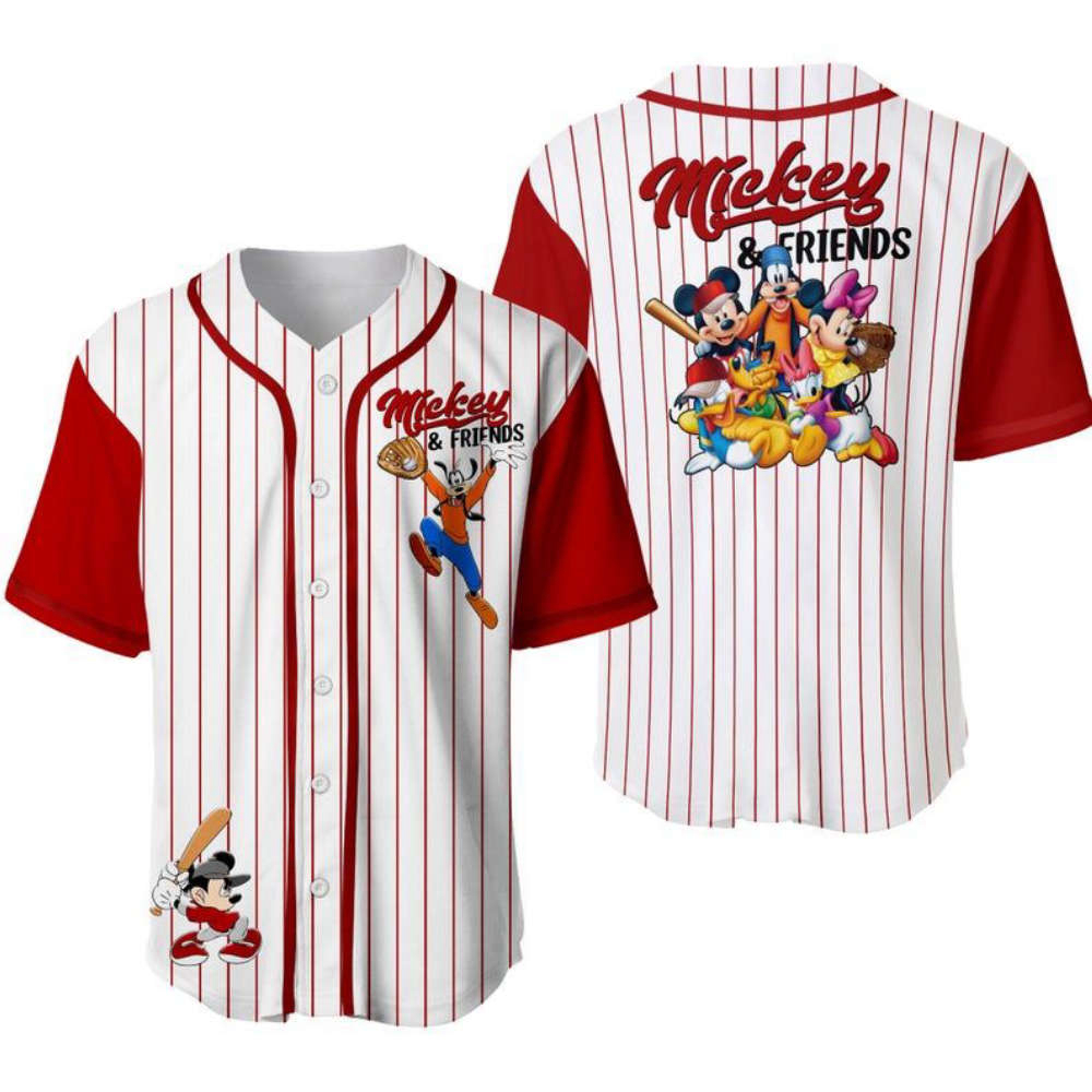 Mickey Minnie and Friends Disney Baseball Jersey: Perfect Gift for Disney Lovers