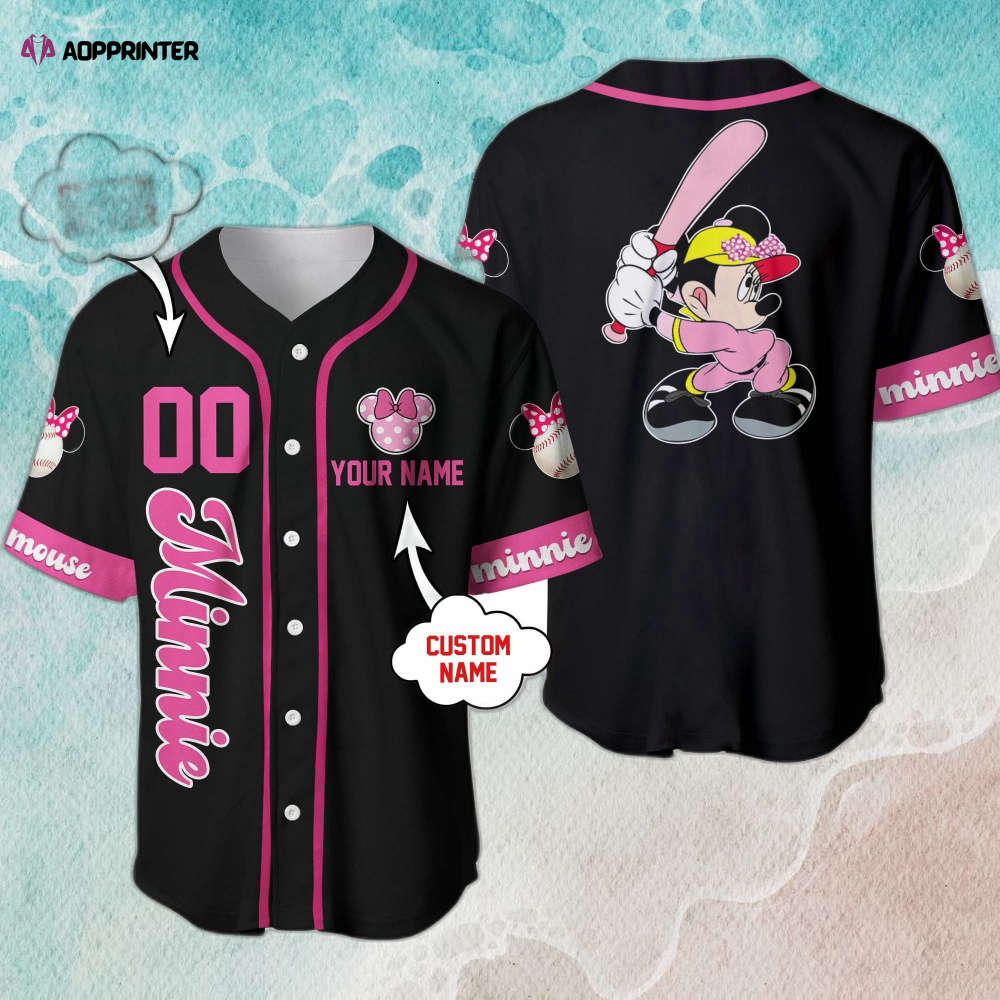 Minnie Mouse Pink Black Custom Disney Jersey – Personalized Delight