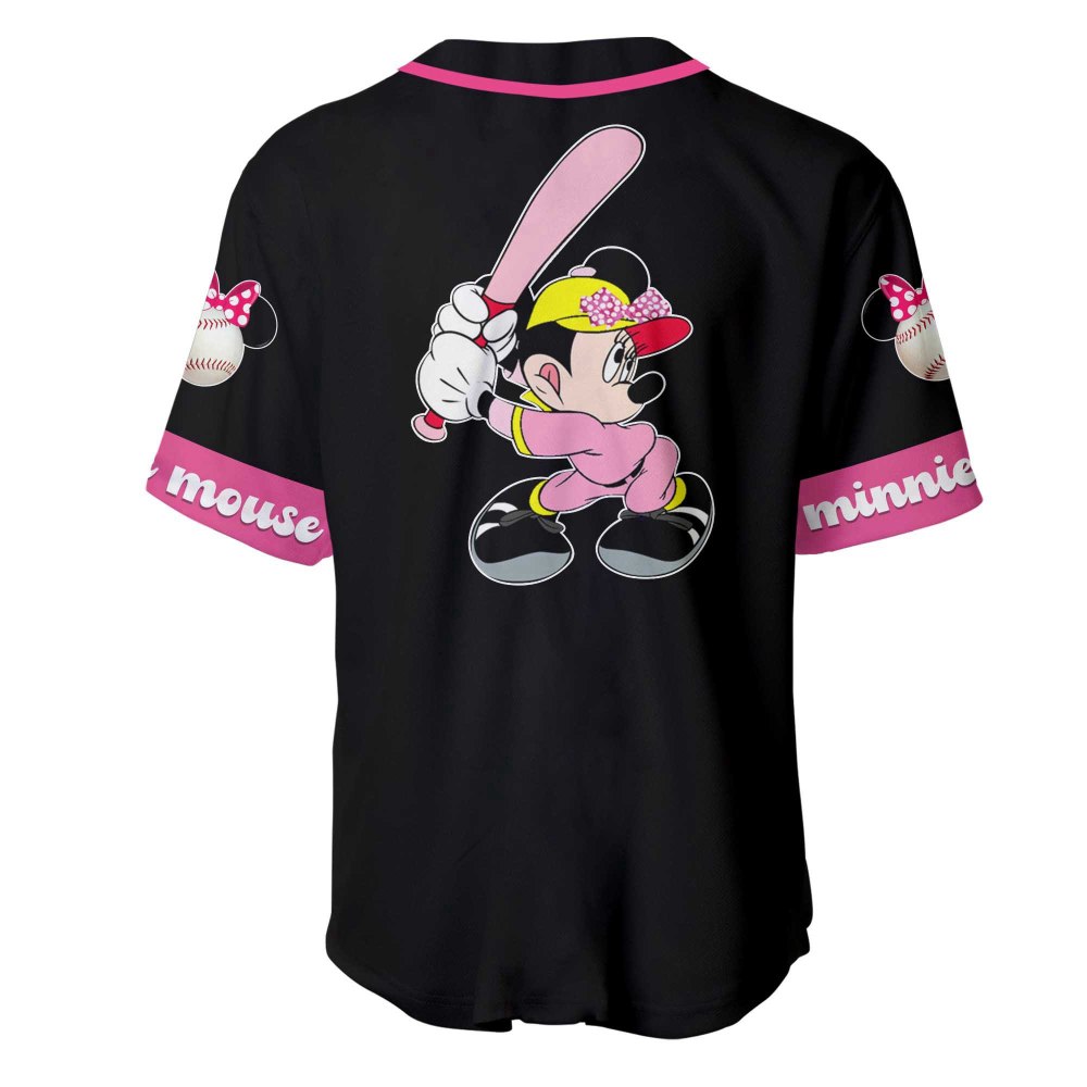 Minnie Mouse Pink Black Disney Custom Baseball Jersey – Cute and Stylish!