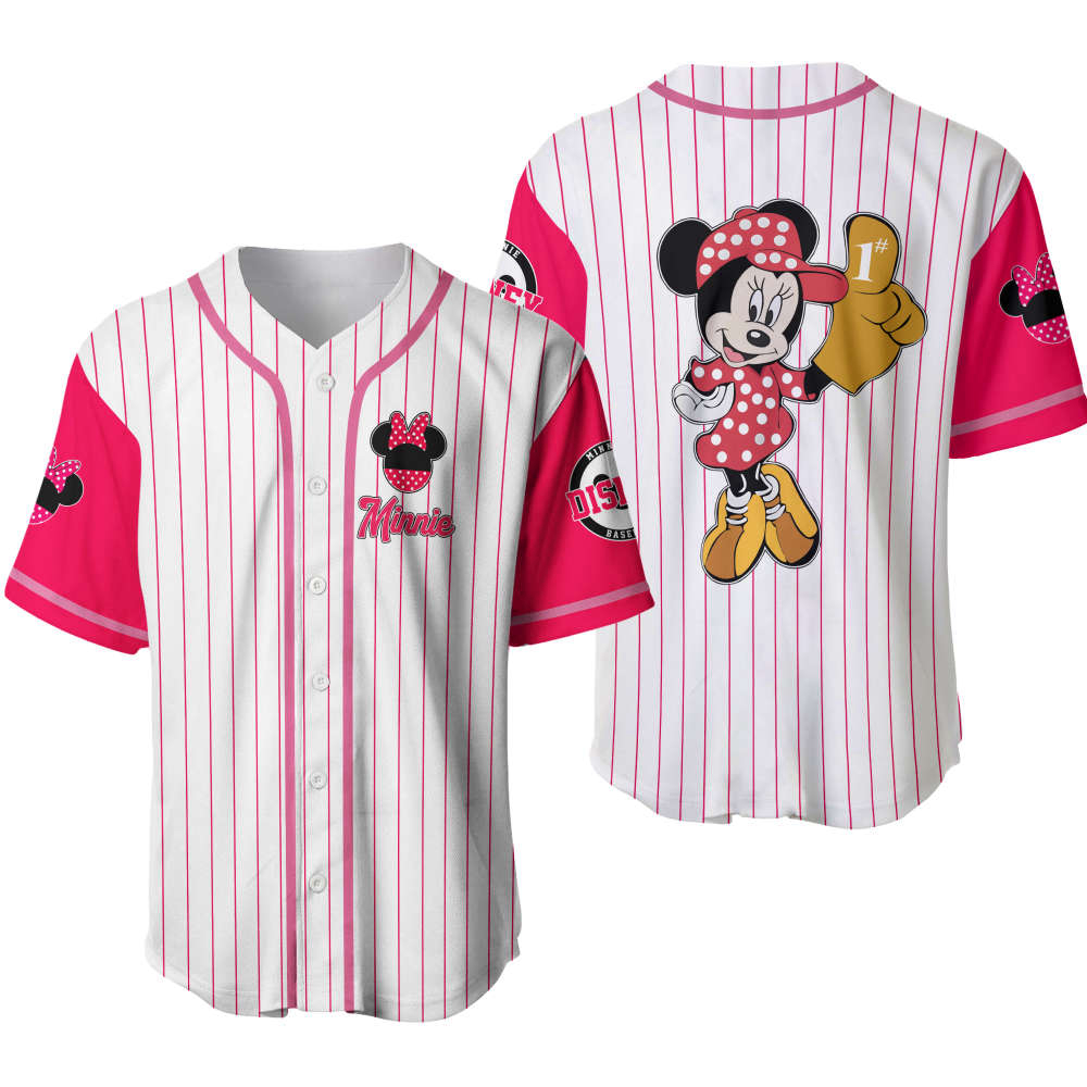 Minnie Mouse Vintage Pink & White Baseball Jersey – Disney Stripes
