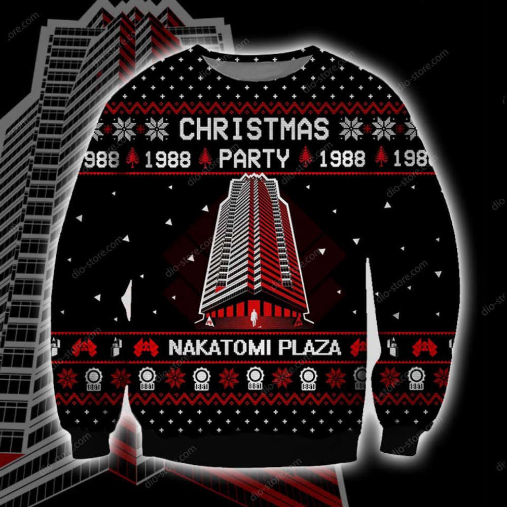 Nakatomi Plaza Knitting Pattern 3D Print Ugly Christmas Sweater Hoodie All Over Printed