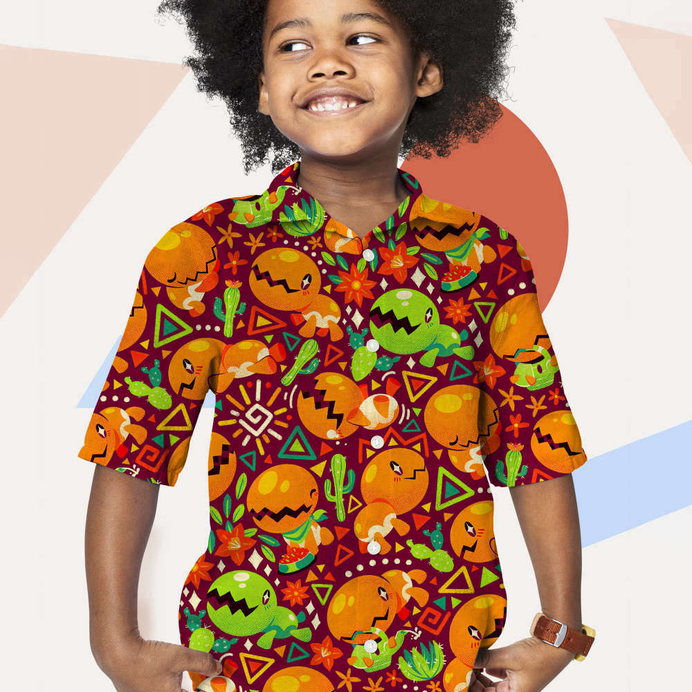 Nuckrar Pokemon Youth Short Hawaiian Shirt – Trendy and Fun Pokemon Print for Kids