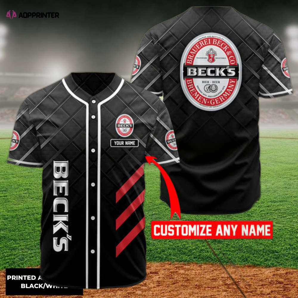 Personalized Black Beck’s Beer Baseball Jersey