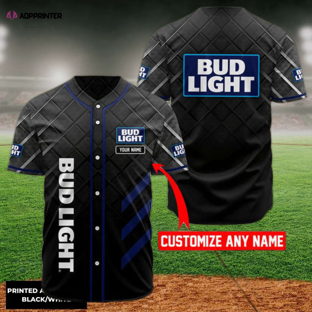 Personalized Black Bud Light Baseball Jersey