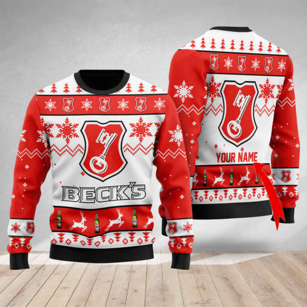 Personalized Funny Beck’s Brewery Ugly Christmas Sweater