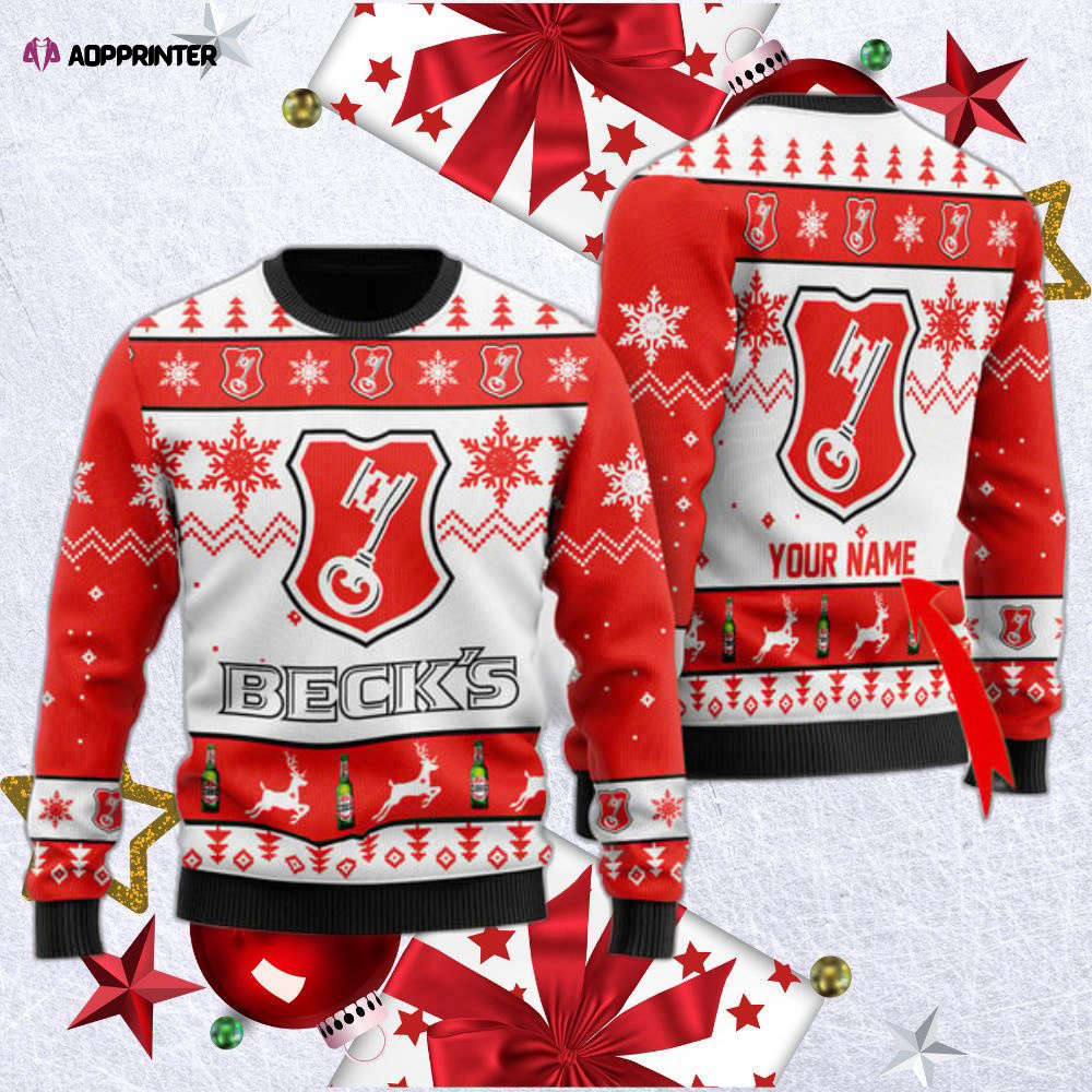 Personalized Funny Beck’s Brewery Ugly Christmas Sweater