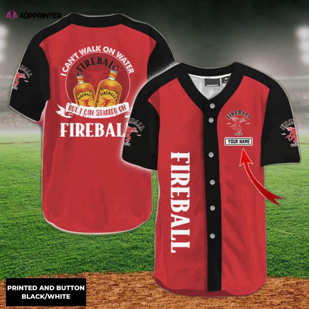 Personalized I Can Stagger On Fireball Baseball Jersey