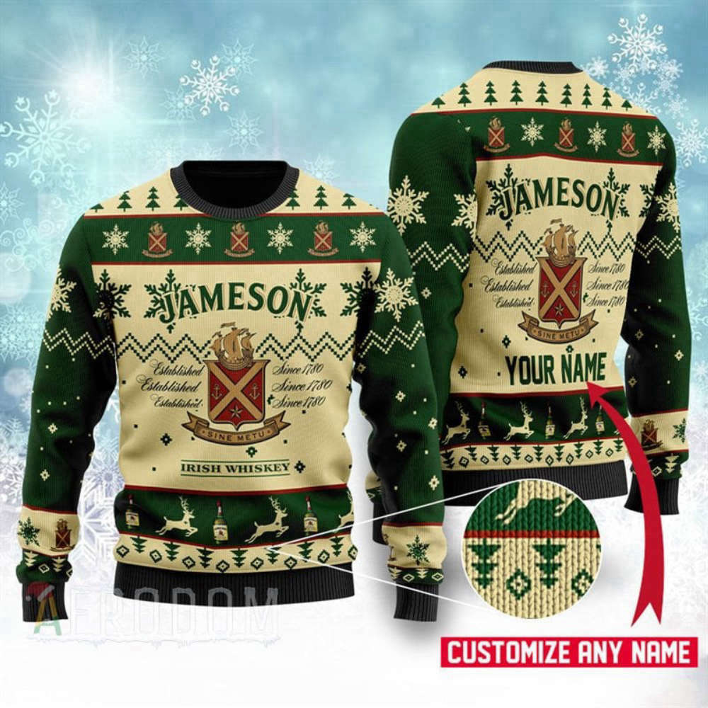 Personalized Jameson Irish Whiskey Ugly Christmas Sweater