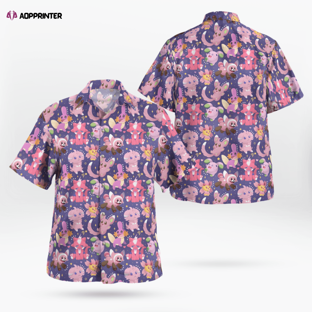 Pink Pokemon Seamless Hawaiian Shirt – Vibrant and Stylish Tropical Apparel