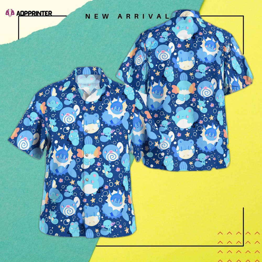 Pokemon Hawaiian Shirt: Stylish Blue Water Design for Trendy Pokemon Fans
