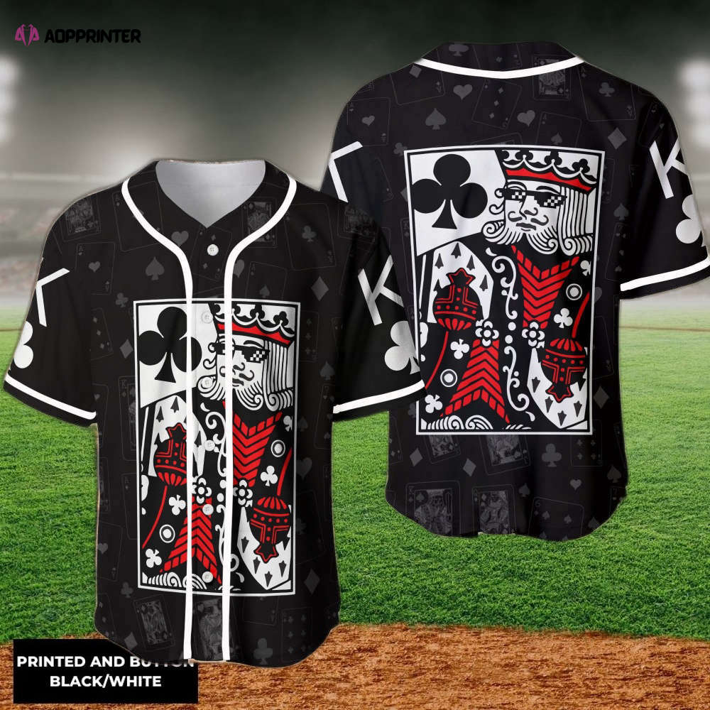 Poker King Card Casino Baseball Jersey – Stylish & Lucky Casino-themed Apparel