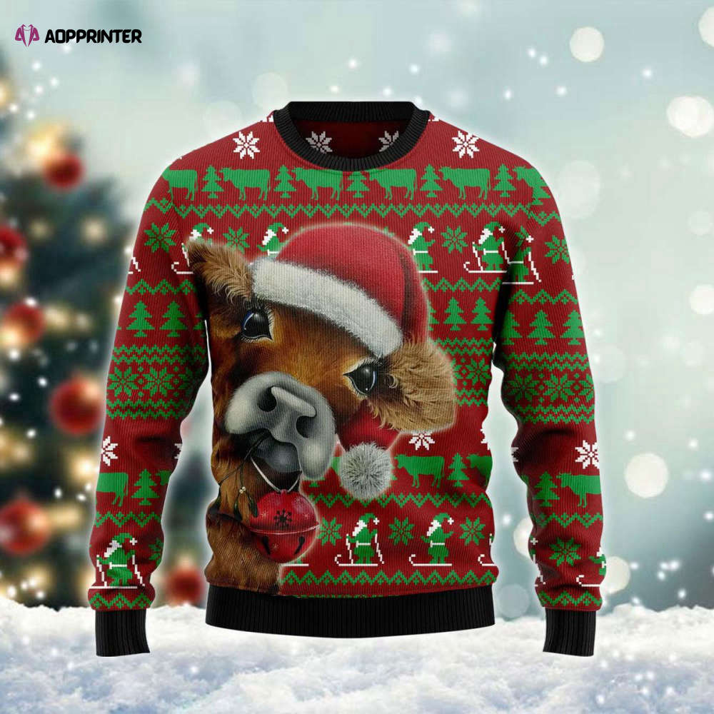 Santa Hat Cow Xmas Ugly Sweater: Festive Holiday Apparel for a Fun and Stylish Christmas