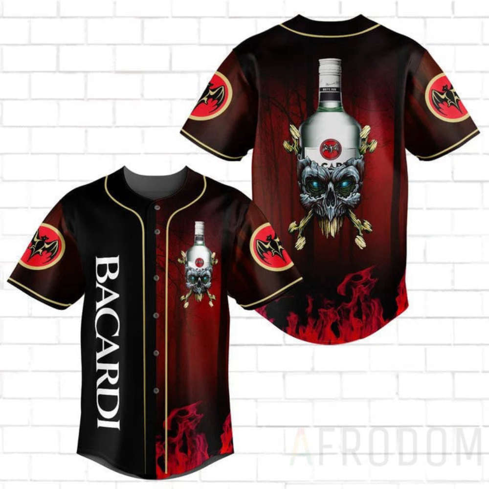 Skull With Bacardi Baseball Jersey