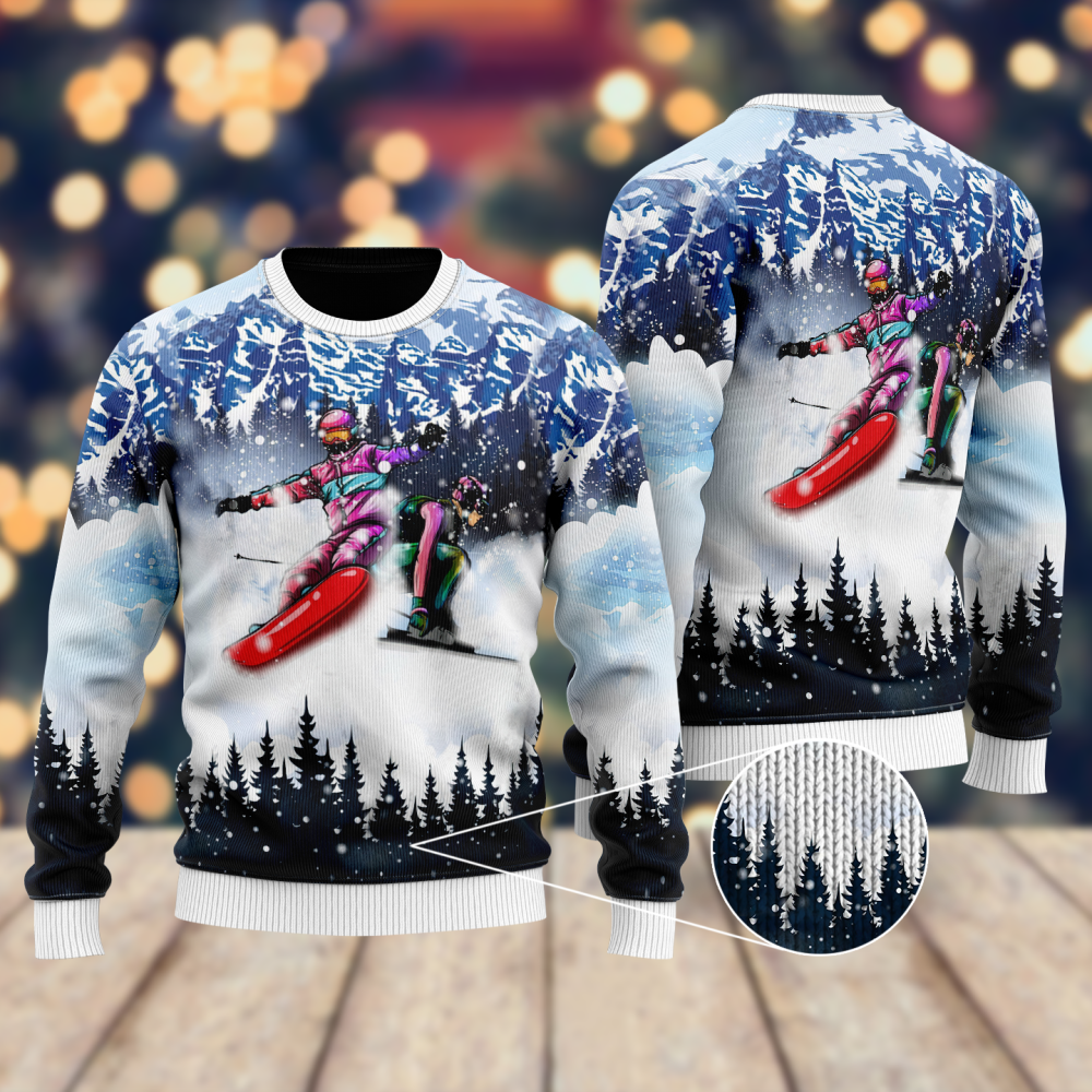 Snowboarding Ugly Christmas Sweater