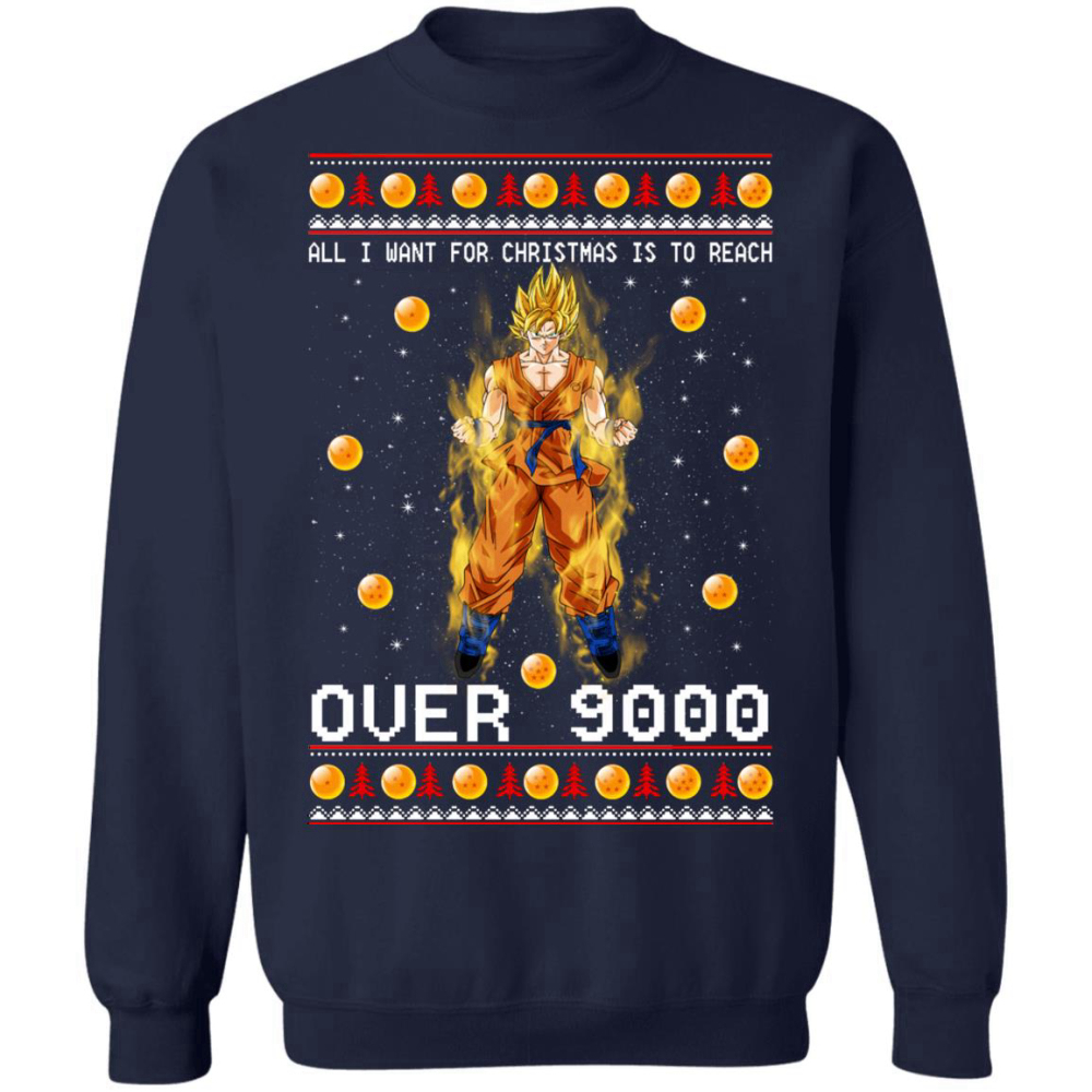 Son Goku Christmas Sweater: Reaching Over 9000 for a Festive Wish!