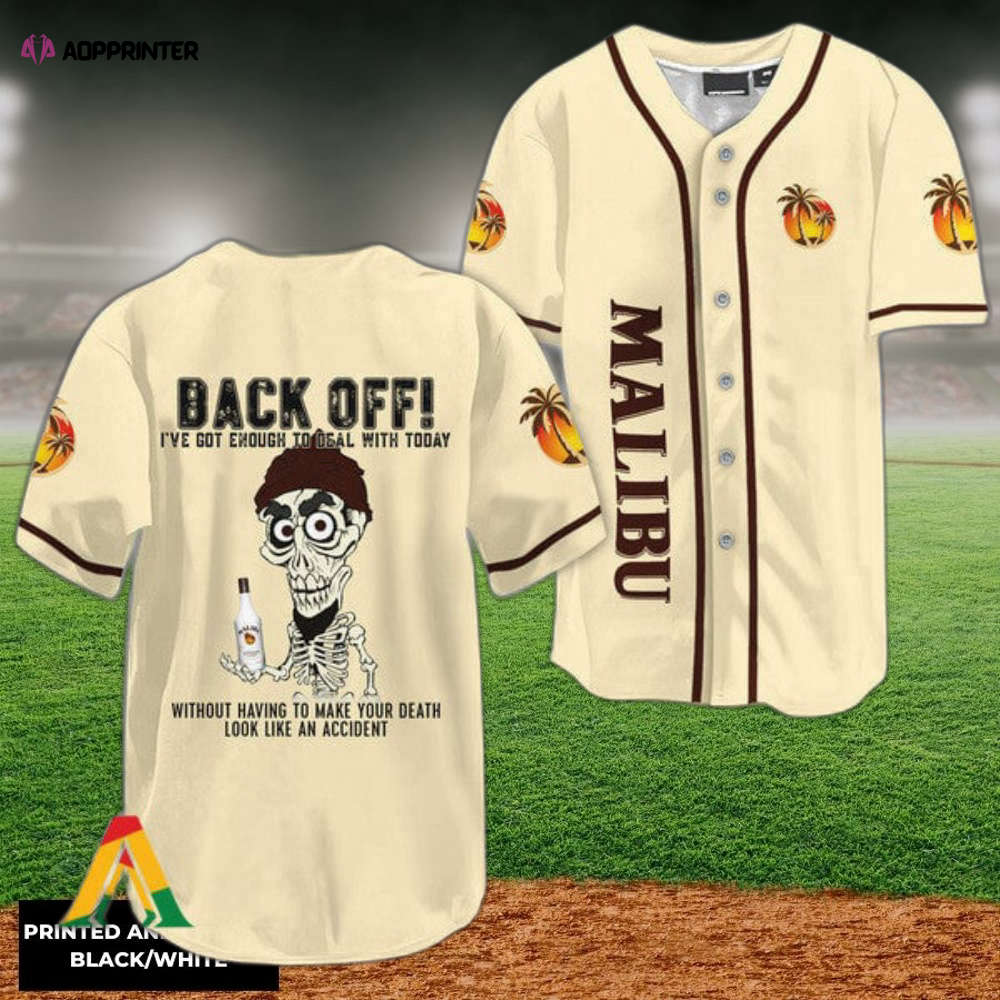 Stylish Achmed Baseball Jersey with Malibu Rum: Back Off! Shop Now