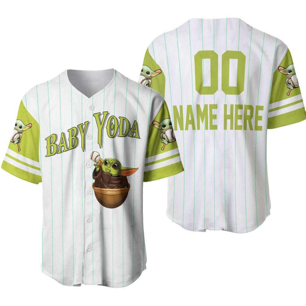 Stylish Baby Yoda Baseball Jersey – Trendy Star Wars Lime Green Design