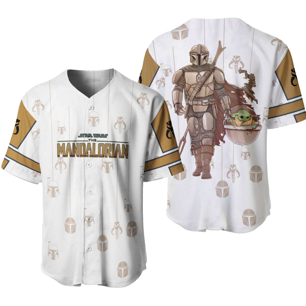 Stylish Mandalorian & Baby Yoda Baseball Jersey Shirt: Unique Star Wars Merch