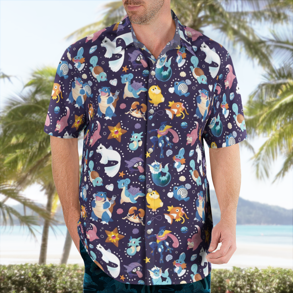 Stylish Water Type Pokemon Hawaiian Shirt – Catch the Waves!