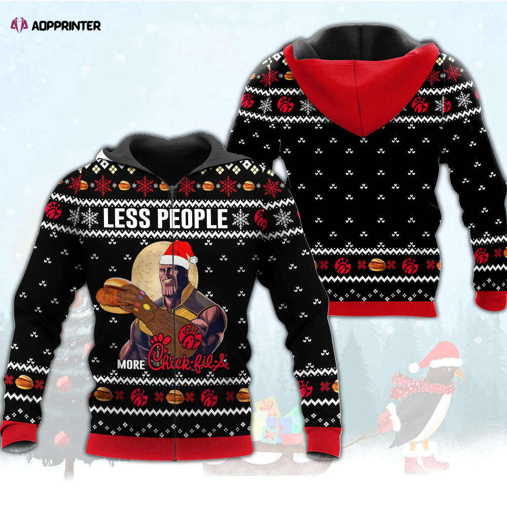 Thanos Less People More Chick-fil-A Ugly Christmas Sweater Hoodie All Over Printed