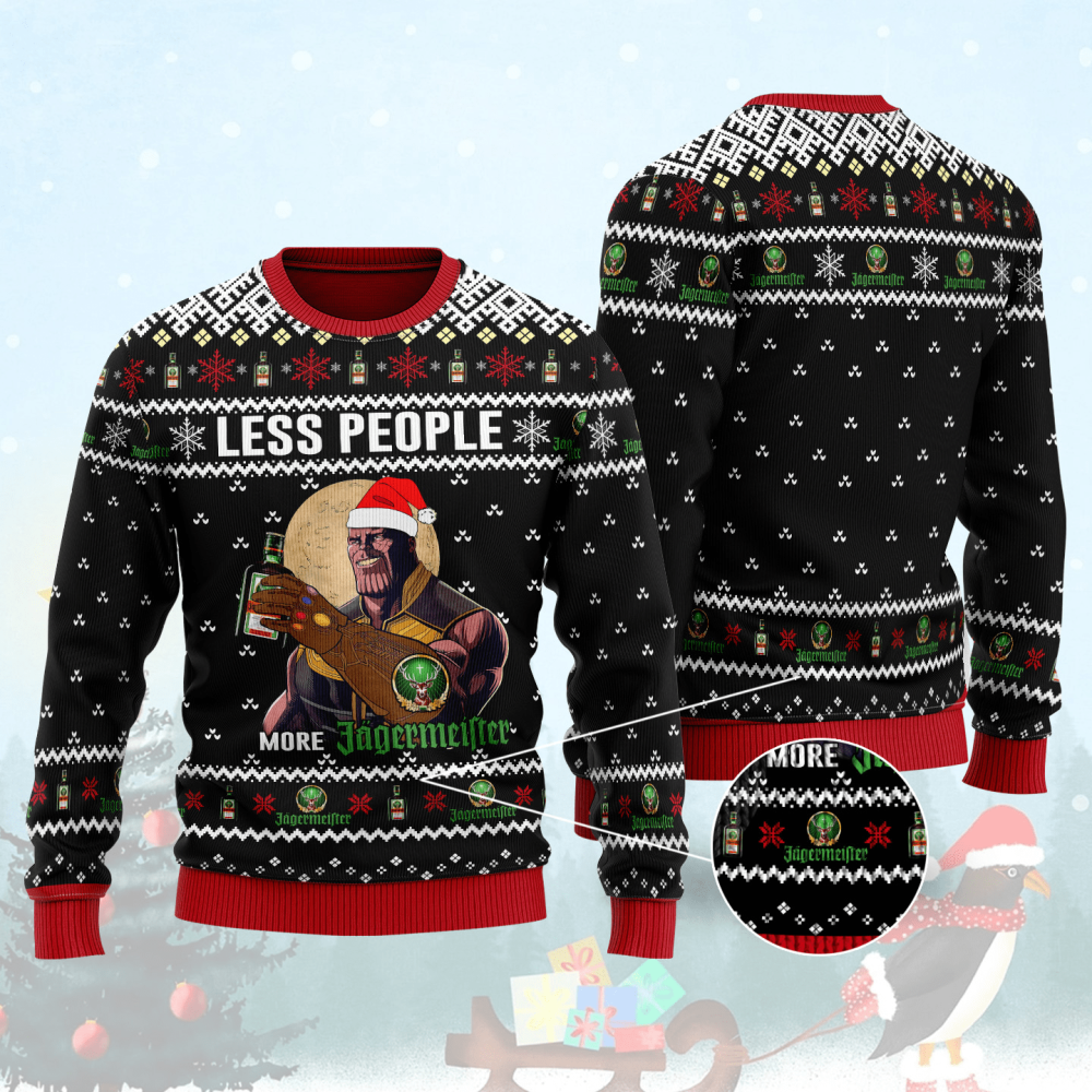 Thanos Less People More Jagermeister Ugly Christmas Sweater Hoodie All Over Printed