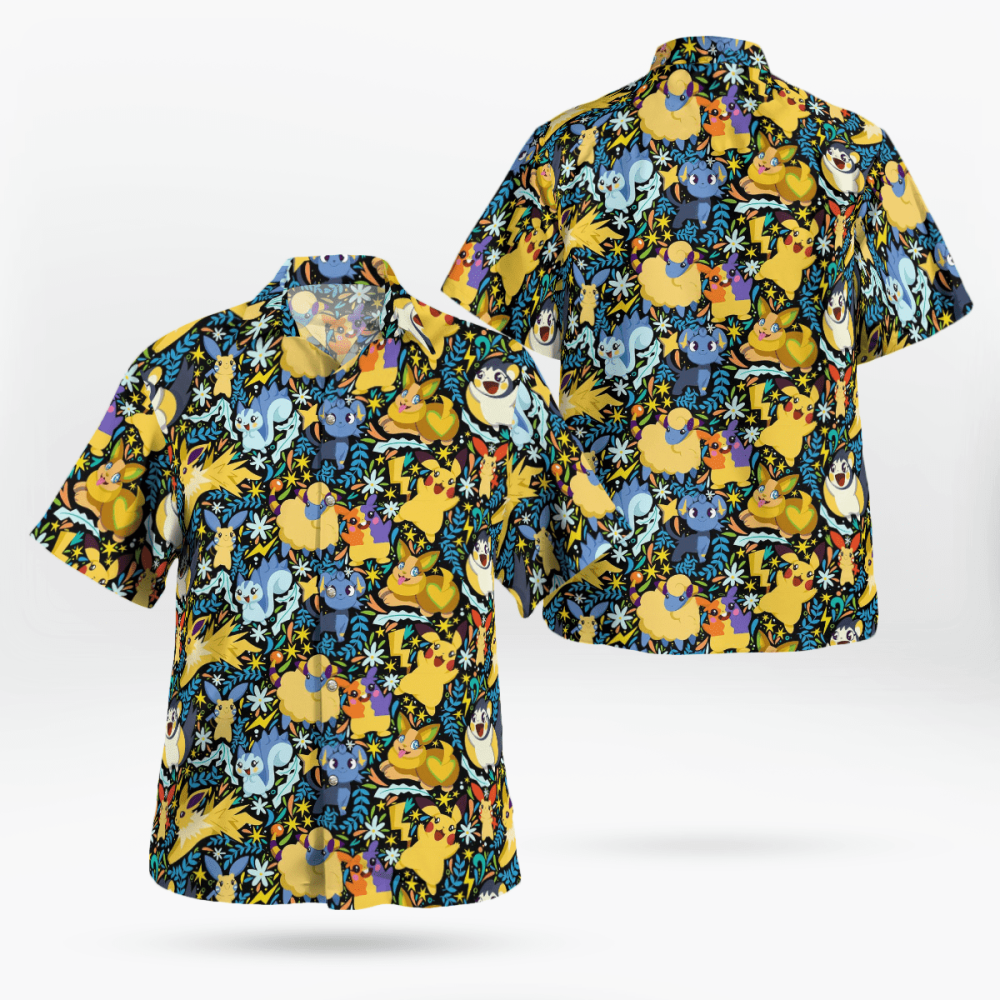 Tropical Electricity Pokemon Hawaiian Shirt: Vibrant & Stylish Island-Inspired Attire