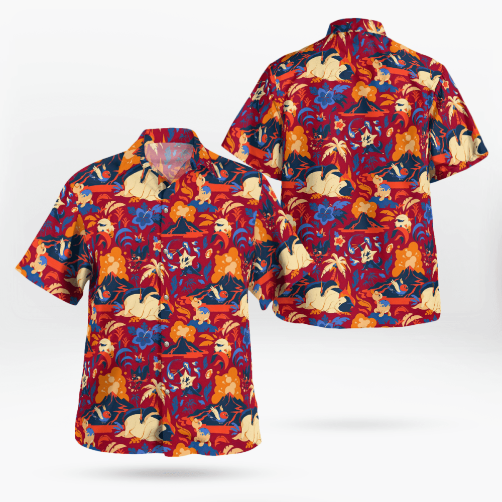 Tropical Red Pokemon Hawaiian Shirt: Vibrant Style for Pokemon Fans
