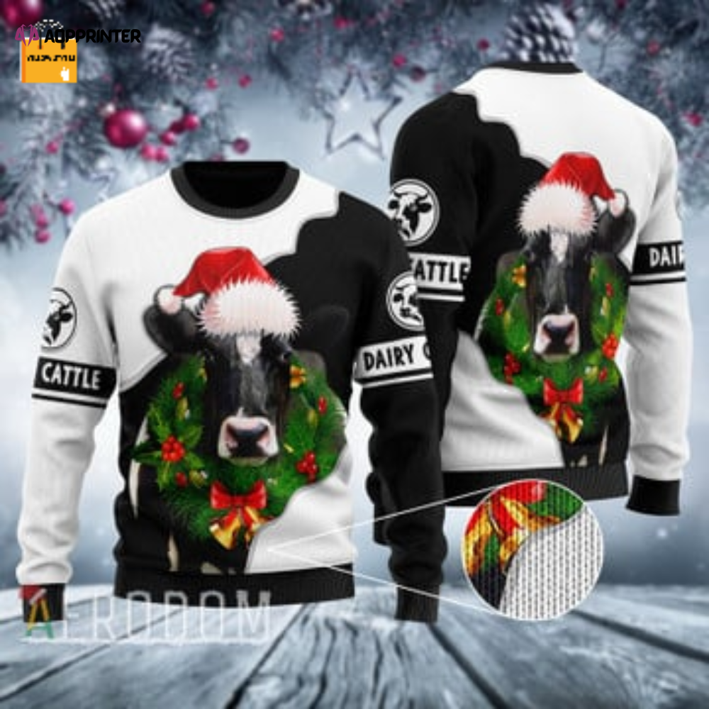 Ugly Christmas Sweater for Dairy Cattle Cow: Festive Farmwear