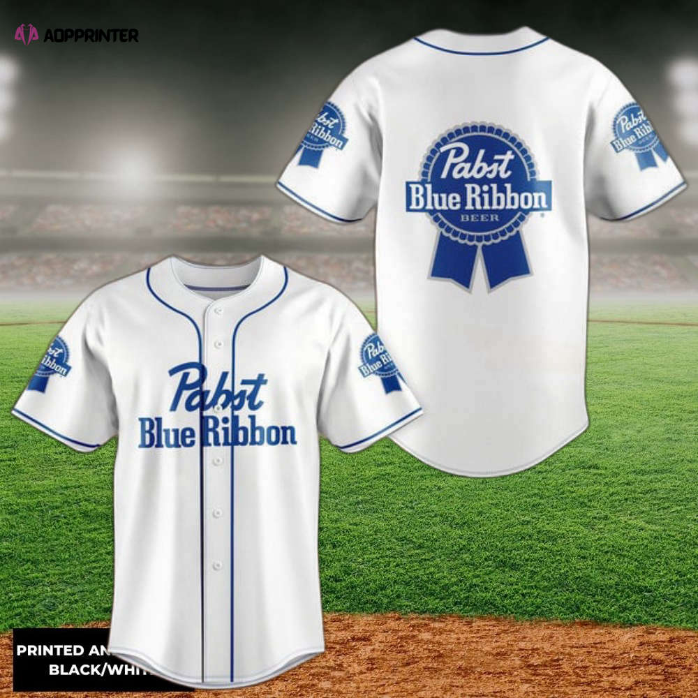 Unisex White Pabst Blue Ribbon Baseball Jersey