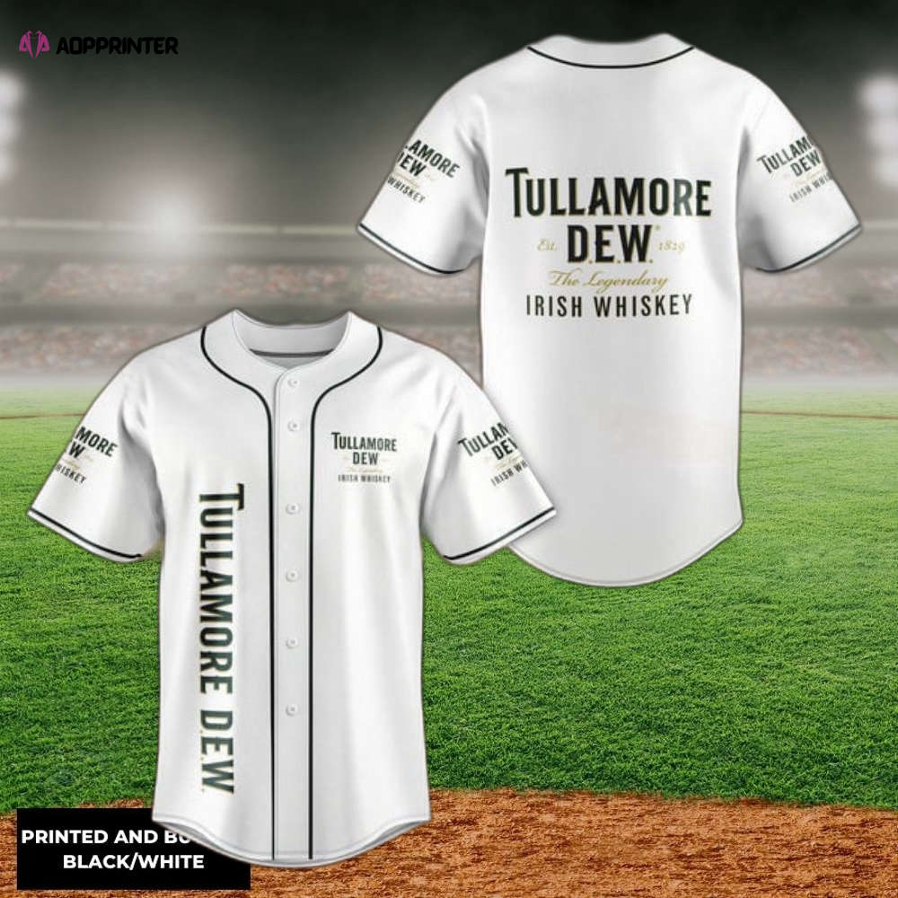 Unisex White Tullamore Dew Baseball Jersey