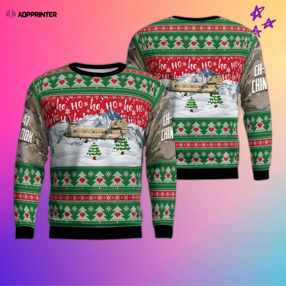 US Army CH-47F Chinook Ugly Christmas Sweater: Festive Military Apparel