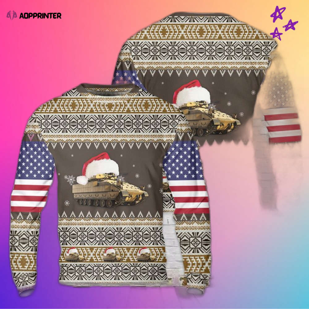 Get Festive with the US Army M2A3 Bradley Ugly Christmas Sweater