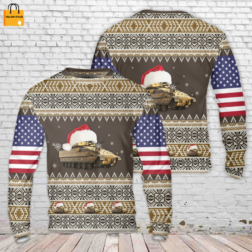 Get Festive with the US Army M2A3 Bradley Ugly Christmas Sweater