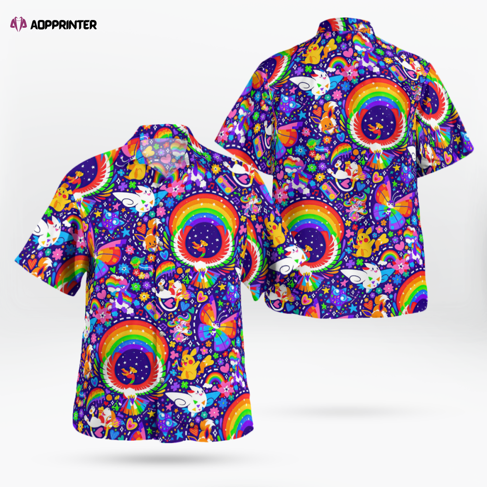 Vibrant Multicolor Pokemon Hawaiian Shirt – Catch em All in Style!