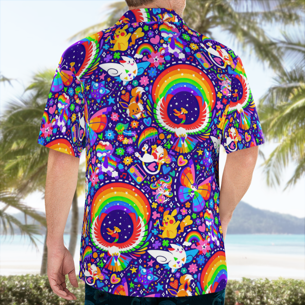 Vibrant Multicolor Pokemon Hawaiian Shirt – Catch em All in Style!