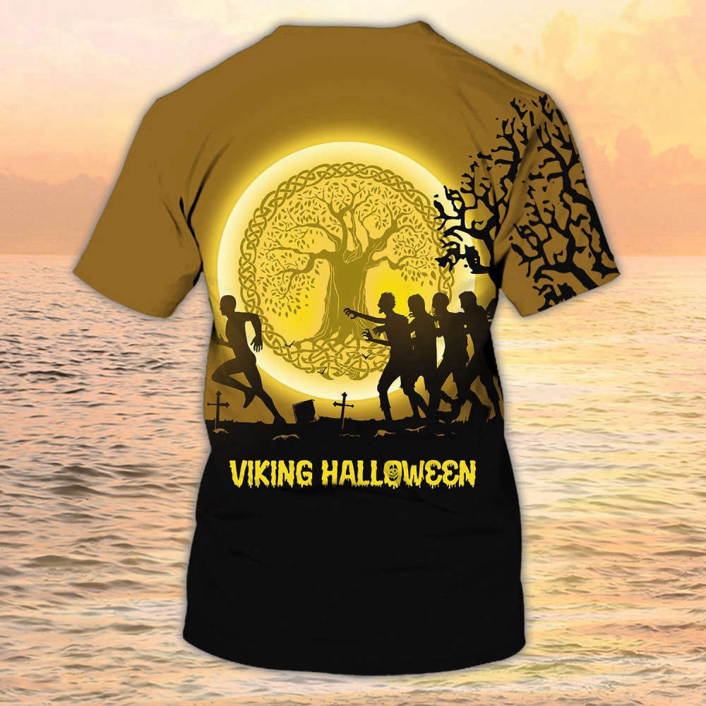 Viking Halloween Pattern Sublimation On Shirt 3D Halloween Shirt For Viking Lover