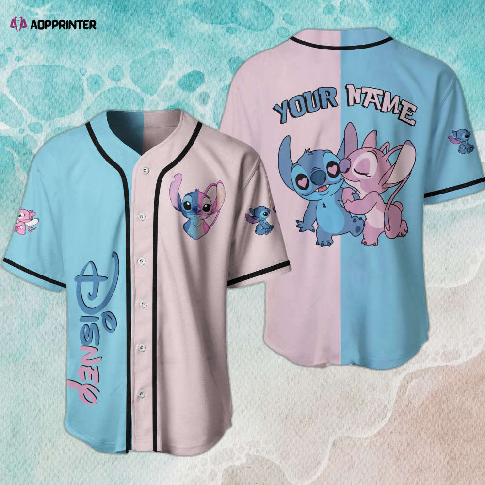 Custom Disney Baseball Jersey – Stitch Blue White Personalize Your Disney Style