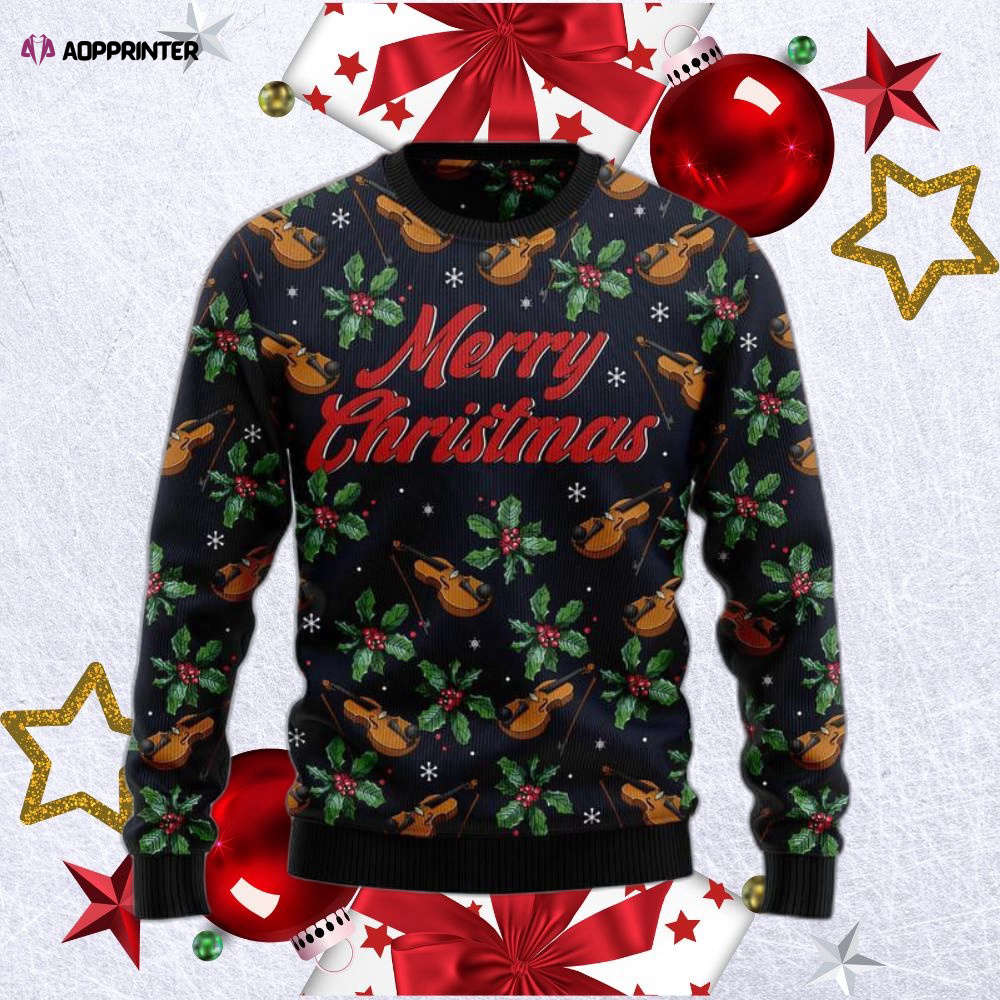Violin Merry Christmas Ugly Christmas Sweater