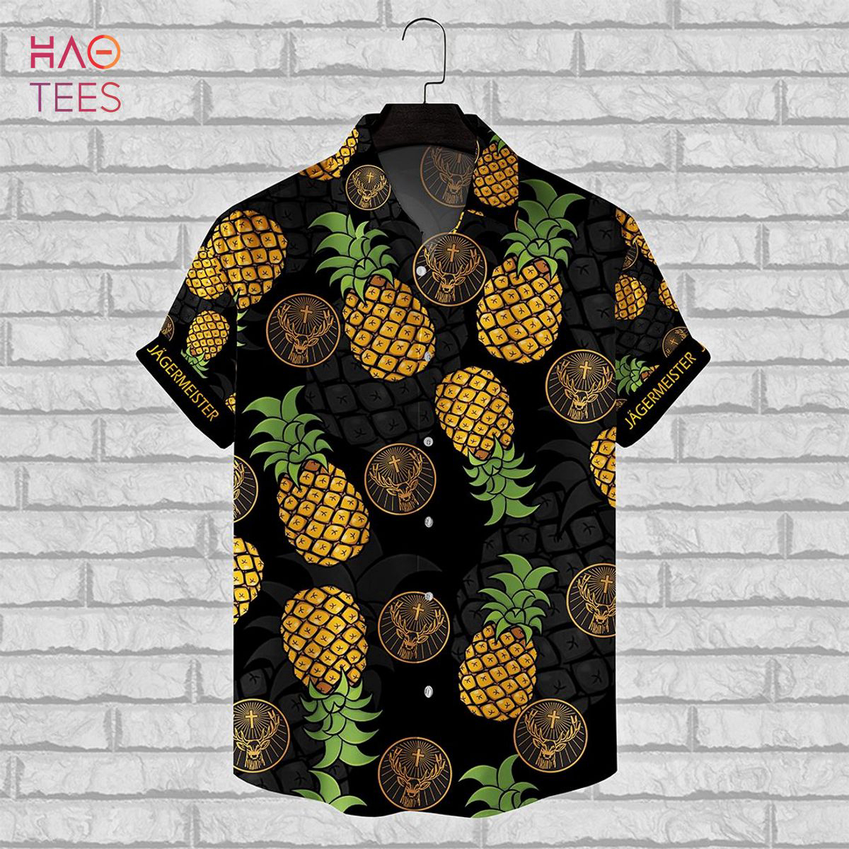 Jagermeister Pineapple All Over Print 3D Hawaiian Shirt Dark 02
