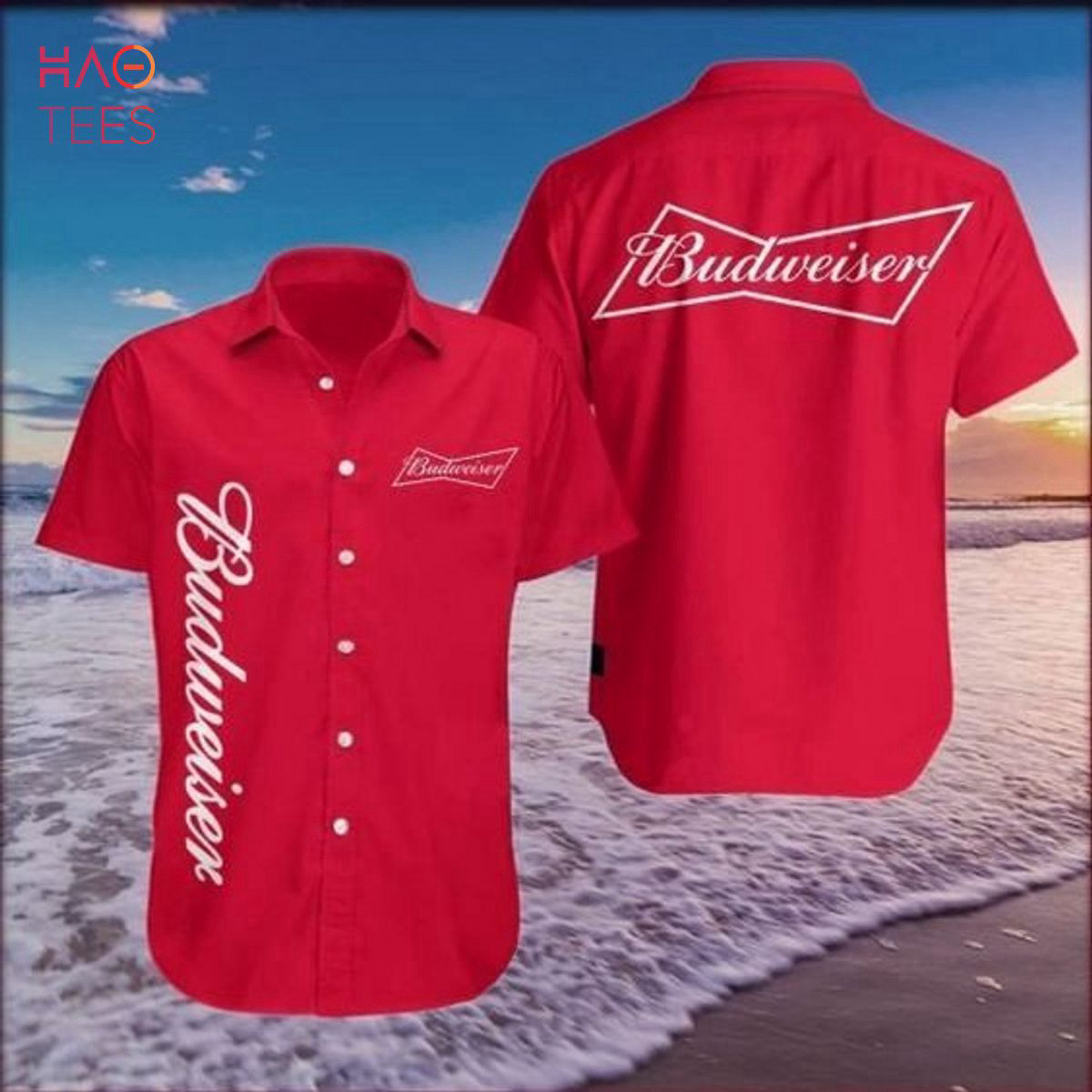 Budweiser All Over Print 3D Hawaiian Shirt: Vibrant Style for Summer